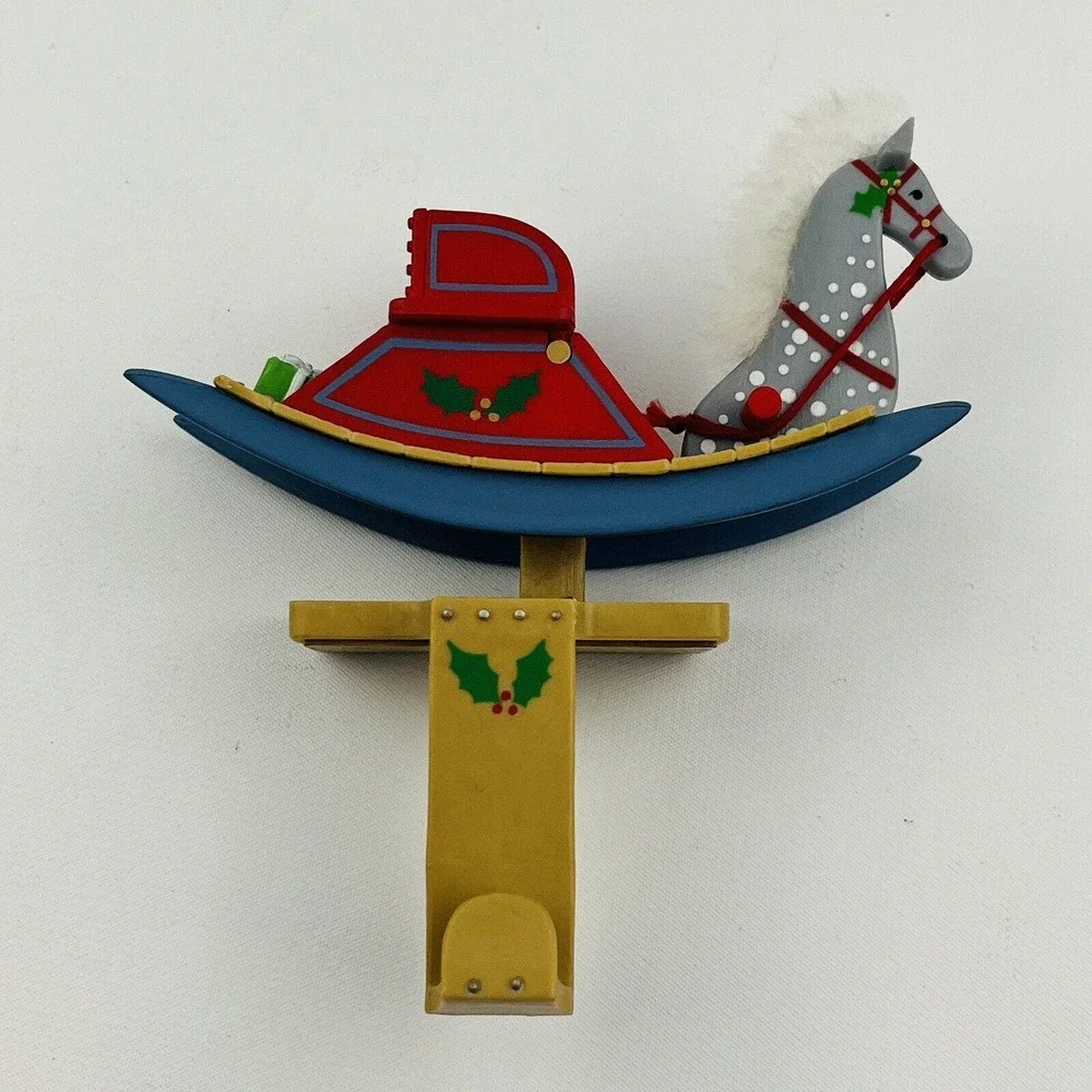 Vintage Hallmark Old‎ Fashioned Rocking Horse Christmas Stocking Hanger 1983